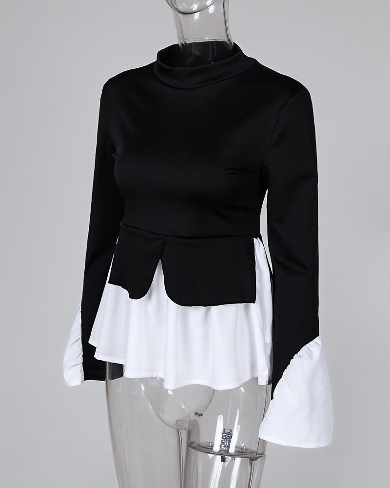 Layered Contrast Long Sleeve Top