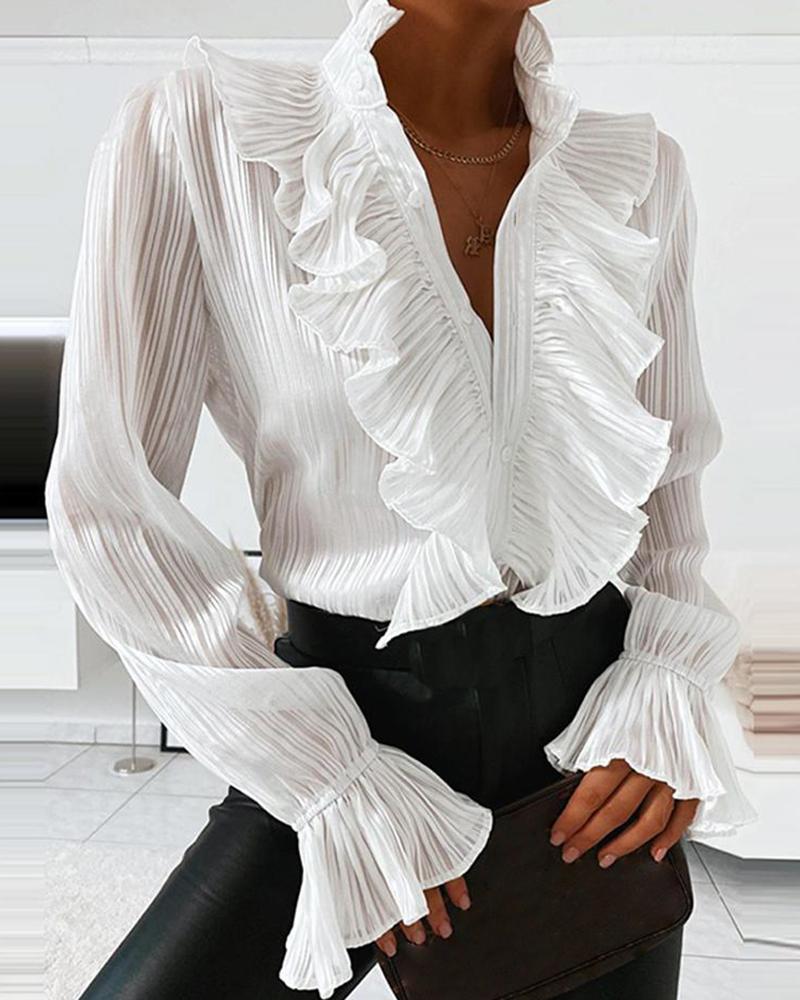 Ruched Ruffle Panel Blouse