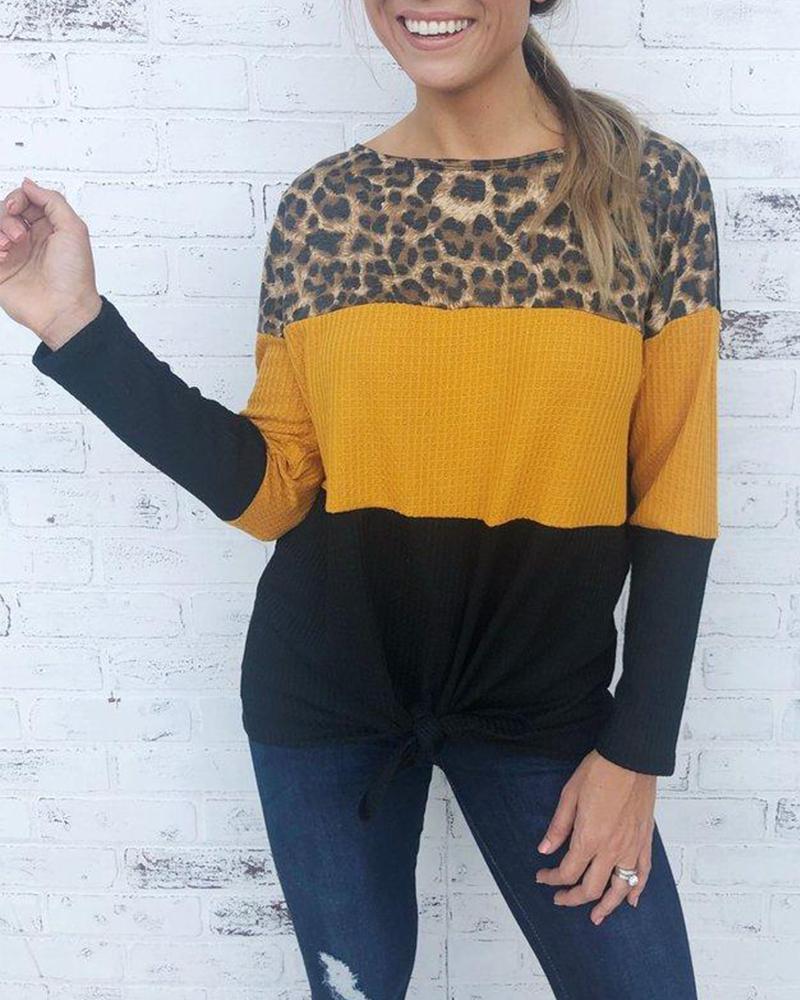 Outlet26 Boat Neck Leopard Colorblocks Sweater MultiStyle