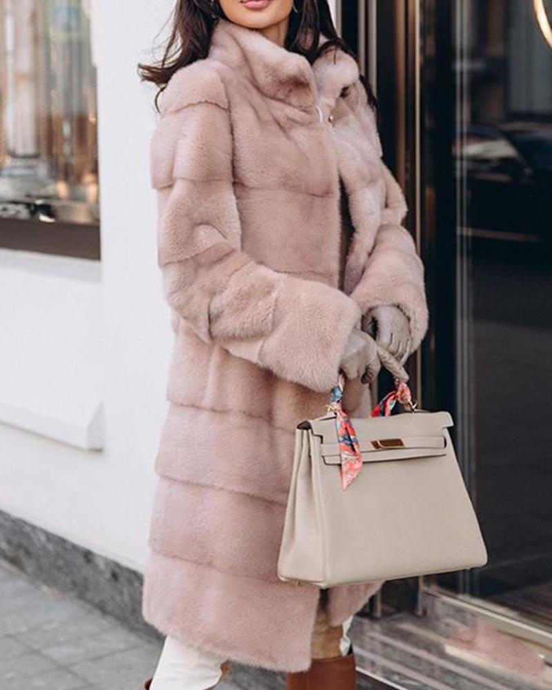 Outlet26 Faux Fur Collared Bubble Coat pink