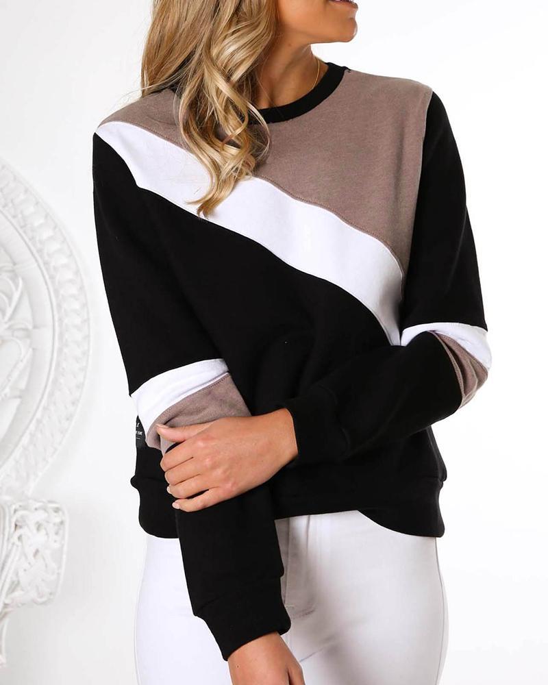Outlet26 Three-Tone Long Sleeve Sweatshirt black
