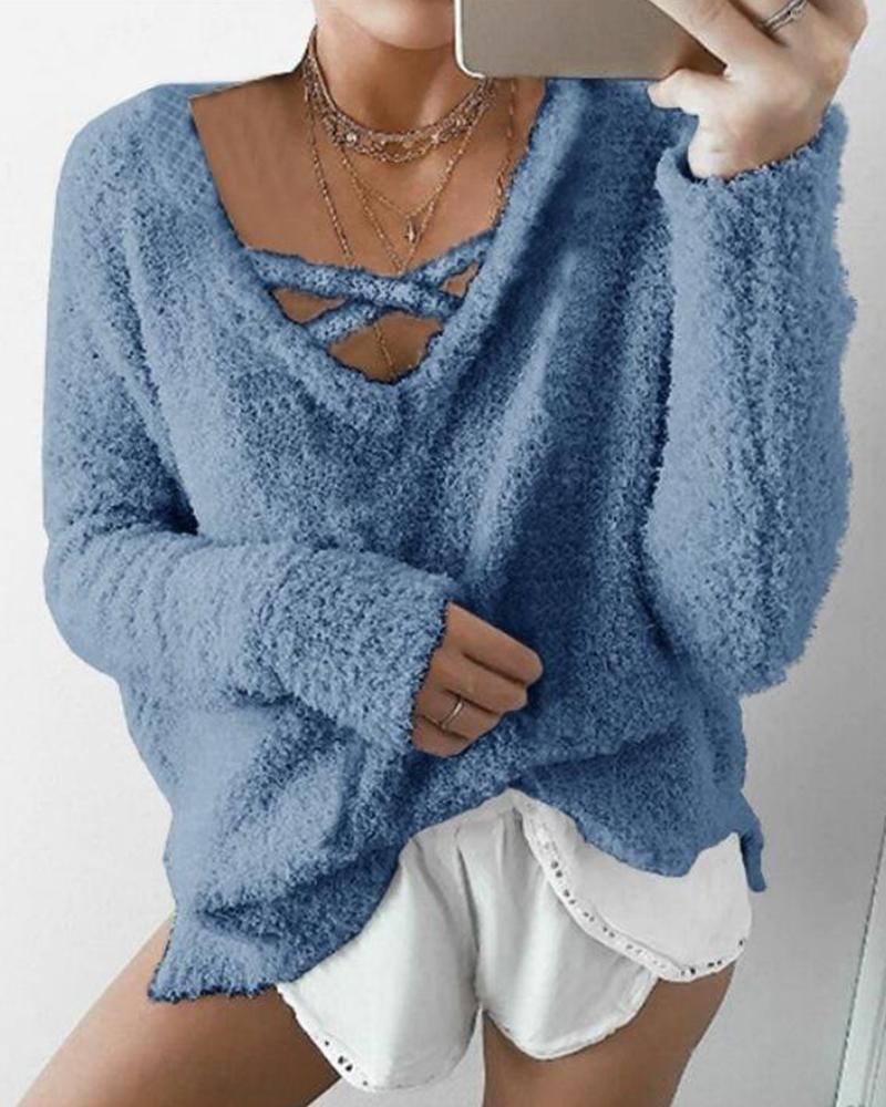 Solid Color Loose Knitting Sweater