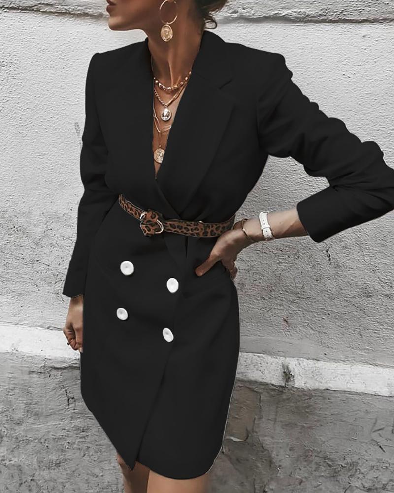 Solid Double Breasted Longline Blazer Coat