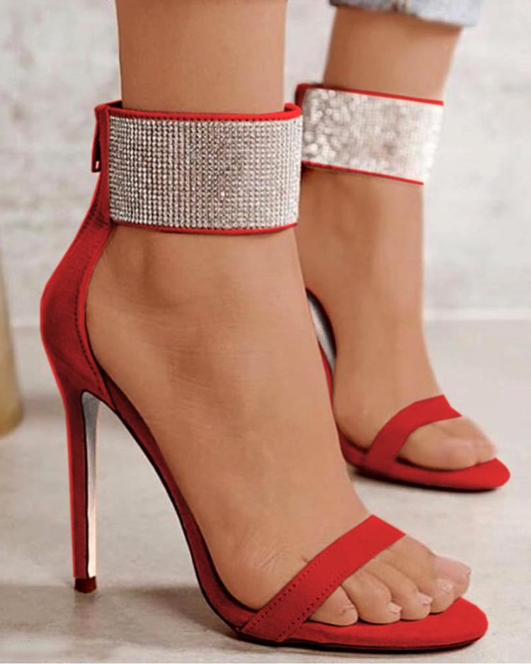 Outlet26 Fashion Open Toes Stiletto Sandals red