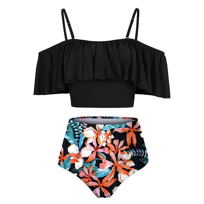 Sexy Ruffle Bikinis Women Swimsuit High Waist Swimwear Plus Size Bathing Suits Beach Wear Print Biquini Swim